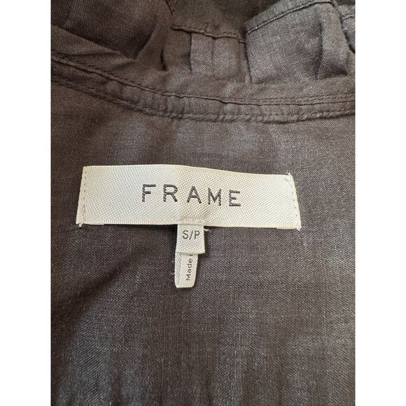 FRAME Lauren Ruffled Ramie-gauze Mini Dress In Black Size Small - Picture 4 of 5